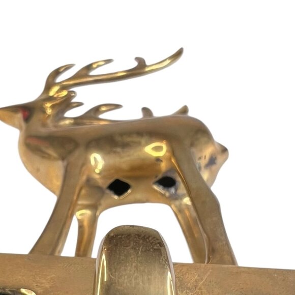 Pottery Barn Solid Brass Reindeer Stocking Holder Hook Christmas Hanger Mantle - Picture 2 of 11